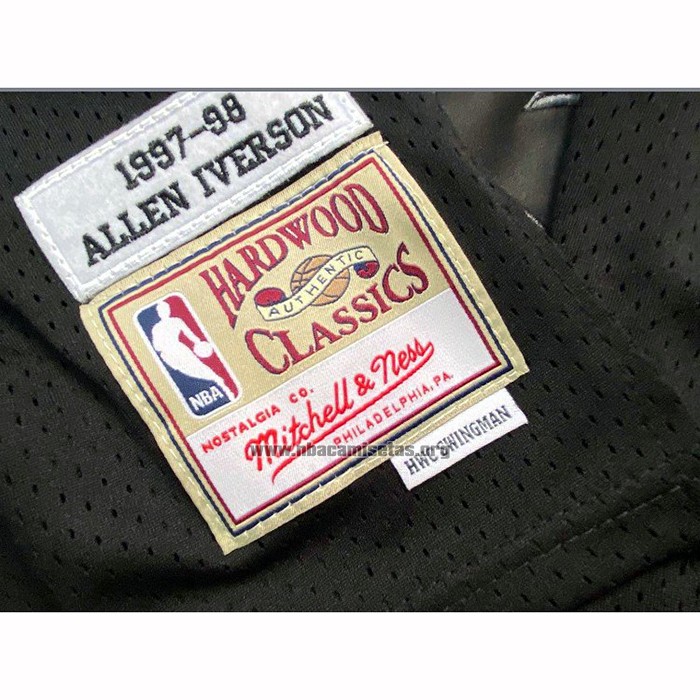 Camiseta Philadelphia 76ers Allen Iverson NO 3 Hardwood Classics 1997-98 Negro